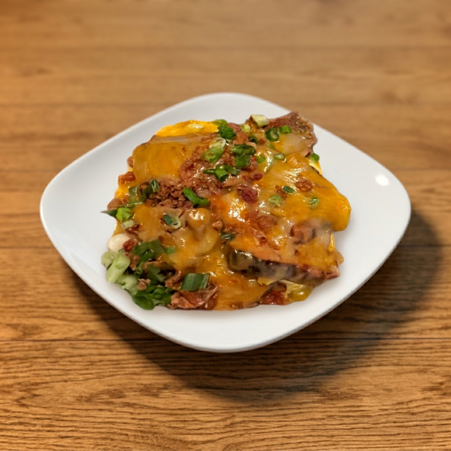 Baked Potato Salad With Meat Choice.